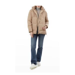 Apparis Coat Hooded Puffer Teddy Lined Beige Size S Oversized Jacket